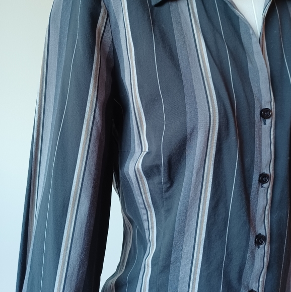 Esprit- Size US Large - Blouse Striped Black and Grey - Picture 2 of 3